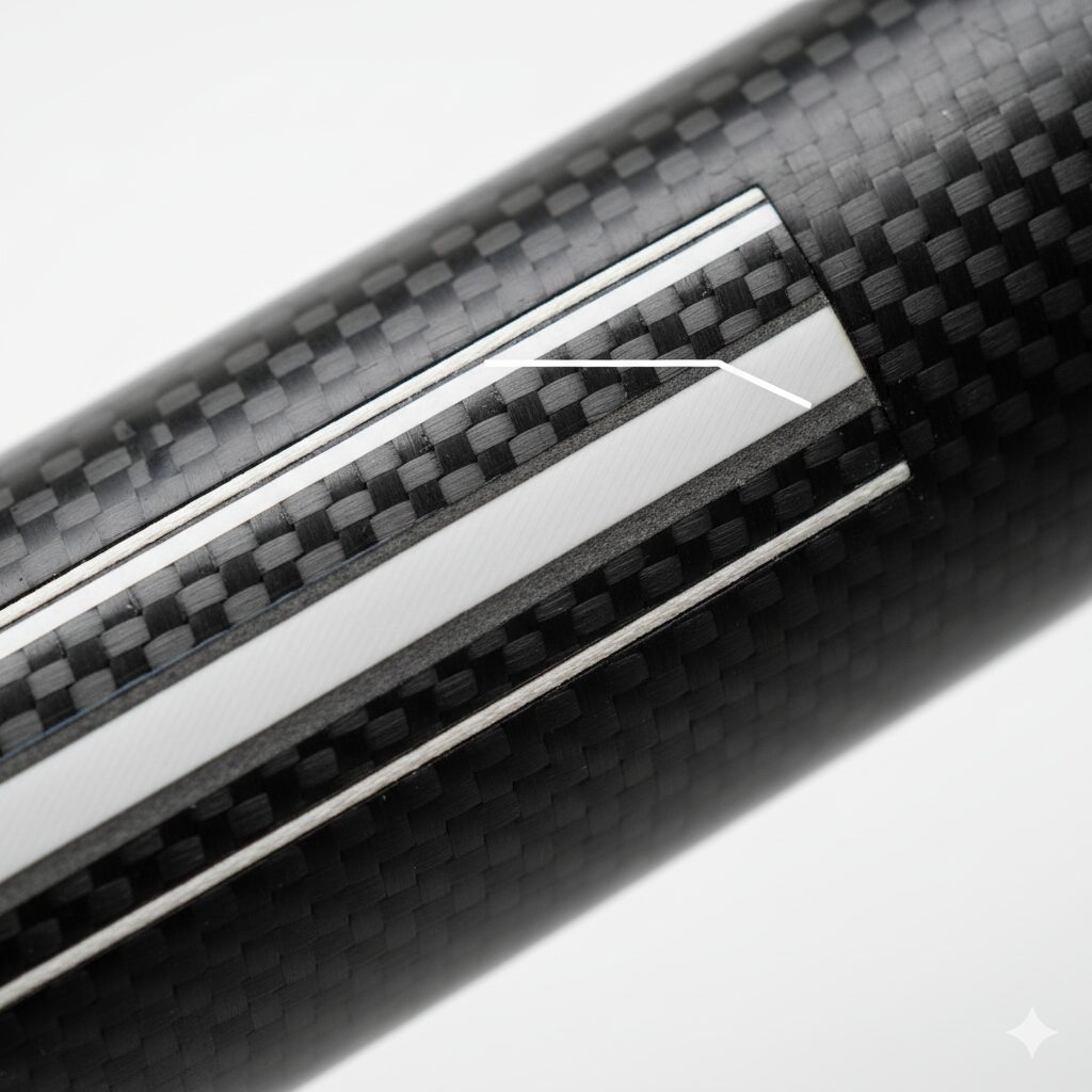 カーボンフレームに埋め込まれたビアンキ独自のCountervail素材のクローズアップ