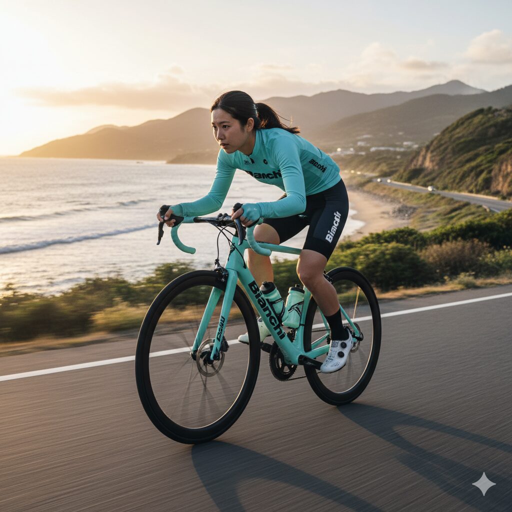 ツール・ド・フランスを走る日本人女性サイクリスト